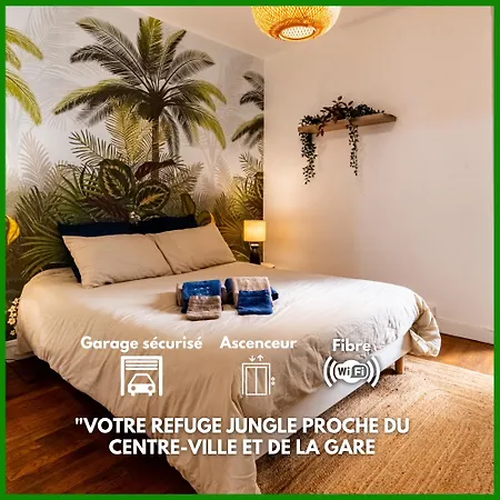 Junglappart - Votre Refuge Jungle Proche De La Gare Et Du Centre-ville, Avec Garage